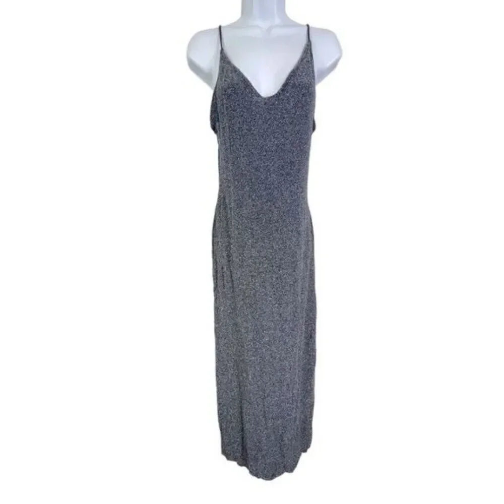 FREE PEOPLE WOMENS DRESS MAXI BLUE WITH SILVER GLITTER SIZE S P